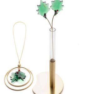 Swarovski Holly Leaves Ornament w/ Stand NWT